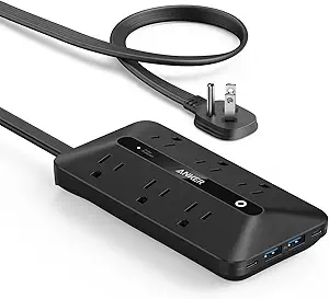Anker Flat Plug Power Strip 300J with USB Ports, 10-in-1 Ultra Thin Power Strip
