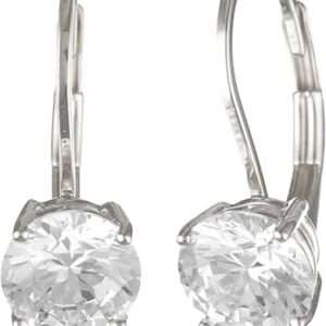 Amazon Essentials Sterling Silver Round Cut Cubic Zirconia Leverback Earrings