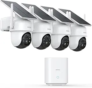 AOSU Security Cameras Outdoor Wireless, 4 Cam-Kit, No Subscription, Solar-Powered