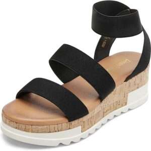 DREAM PAIRS Women's Open Toe Ankle Strap Casual Flatform Platform Wedges