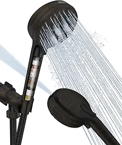 Filtered Shower Head with Handheld Oil Rubbed Bronze, BOWGER 6 Modes High