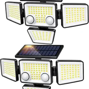 Solar Outdoor Lights - 3000LM 188 LED Motion Sensor Outdoor Lights, 4 Heads