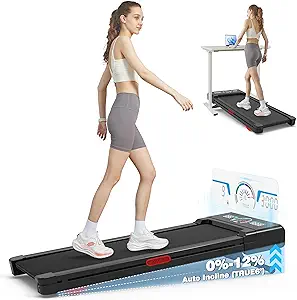 Walking Pad Treadmill with 12% 9-Level Auto Incline, 450 lbs Capacity and RGB LED