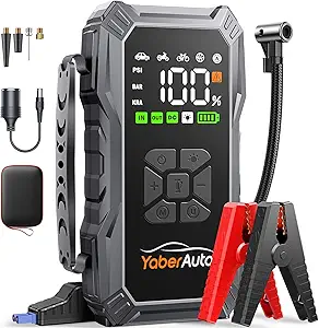 YaberAuto 9-in-1 Jump Starter with Air Compressor 5500A 150PSI