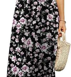 DB MOON Women's Short Sleeve Maxi Dresses Casual Empire Waist Long Dress