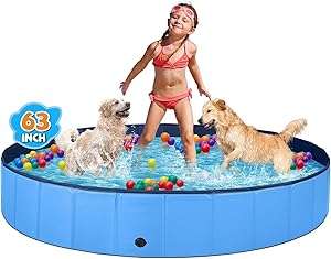 Jecoo Dog Pool for Large Dogs Kiddie Pool Hard Plastic Foldable Dog
