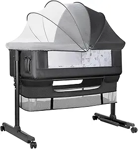 Baby Bassinet, Baby Basinet Bedside Sleeper, Easy to Fold Portable Crib