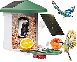 Bird Feeder with Camera with AI Identify Birds Species Solar Panel, Smart Bird House