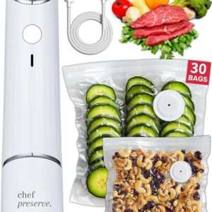 Compact Vacuum Sealer for Food (Vacuum Sealer Machine + 30 Reusable Vacuum