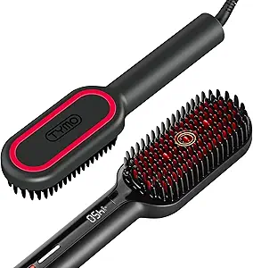 TYMO Hair Straightener Brush - Upgraded Ionic Plus Straightening Brush with Dense