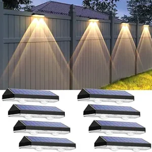 Solar Fence Lights Outdoor - 2700/4000/6000K 3 Mode, IP65 Waterproof