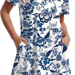 OFEEFAN Summer Dresses for Women 2025 Short Sleeve Casual T Shirt