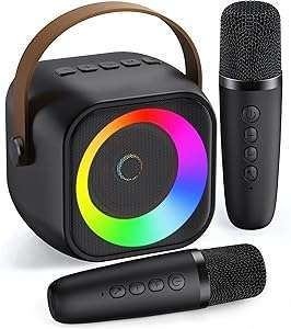Mini Karaoke Machine, Portable Bluetooth Karaoke Speaker with 2