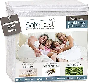SafeRest 100% Waterproof King Size Mattress Protector - Fitted with Stretchable