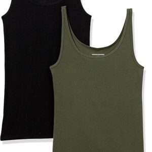 Amazon Essentials Women's Slim-Fit Thin Strap Tank Top, Pack of 2