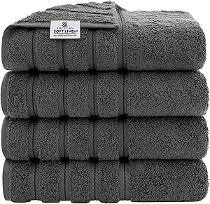 American Soft Linen Luxury 4 Piece Bath Towel Set, 600 GSM 100%