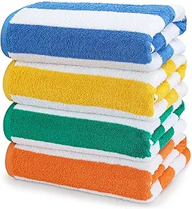 Utopia Towels 4 Pack Cabana Stripe Beach Towel, 30 by 60 Inches, Oversized 100% Ringspun Cotton