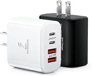 40W USB C Charger Black, 2-Pack USB C Wall Plug Fast Charging Block