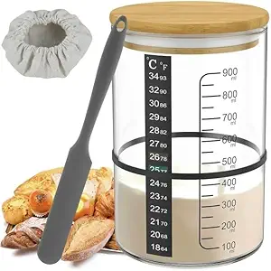 Pro Sourdough Bread Starter Kit - 34 oz sourdough jar with 5 unique