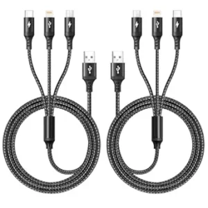 2Pack Multi Charger Cable [3.5A/6ft] 3 in 1 Braided USB Fast Charging