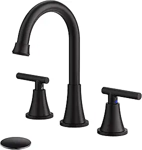 Bathroom Faucets for Sink 3 Hole, Hurran Matte Black Bathroom Sink