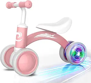 Colorful Lighting Baby Balance Bike Toys for 1 Year Old Girl Gifts, 10-36 Month