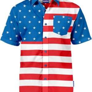 Tipsy Elves Patriotic Shirts for Men - USA Short Sleeve Button Up American Flag
