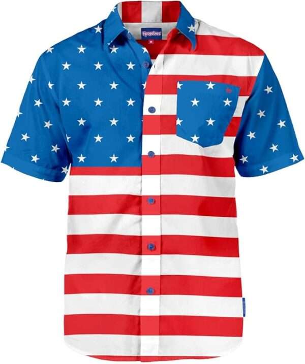 Tipsy Elves Patriotic Shirts for Men - USA Short Sleeve Button Up American Flag