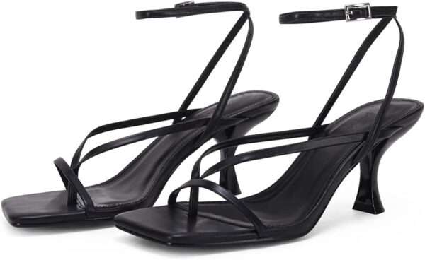 PiePieBuy Women's Lace Up Heeled Sandals Square Flip Flop High Heels Strappy