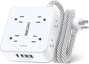 Surge Protector Power Strip - CHCORE 5Ft Braided Extension Cord