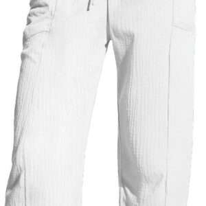 Capri Pants for Women Drawstring Elastic High Waistedt Linen Trousers Lightweight