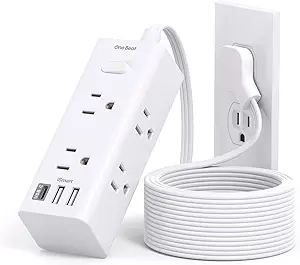 One Beat 10Ft Extension Cord with Multiple Outlets,Flat Plug Power Strip