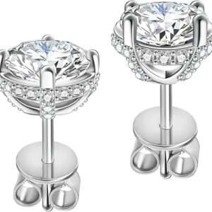 Moissanite Earrings Studs Sterling Silver Stud Earrings for Women