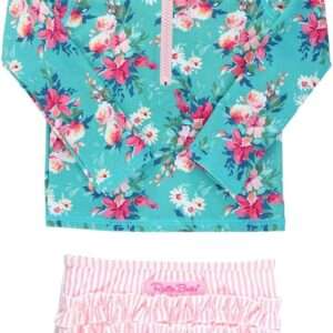 RuffleButts® Baby/Toddler Girls Long Sleeve Rash Guard 2 Piece Swimsuit Set