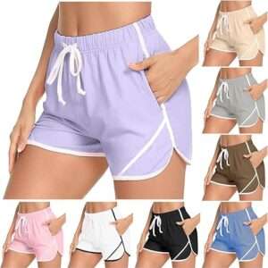 Athletic Shorts for Women Summer Fashion Solid Running Gym Workout Shorts
