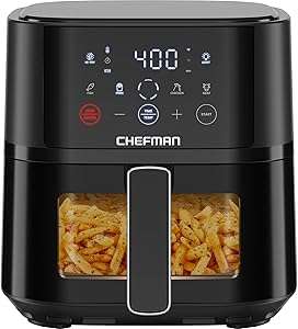 Chefman Air Fryer, 4 QT, Touch Control Panel, 4 Preset Modes, Viewing