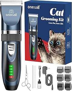 oneisall Quiet Cat Clippers for Matted & Long Hair, 2-Speed Cordless