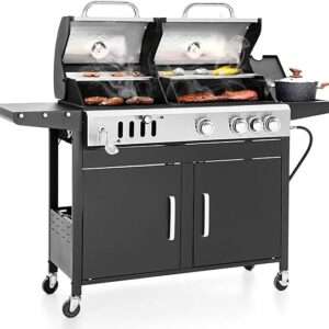 Sophia & William Charcoal and Propane Gas Grill Combo with Side Burner