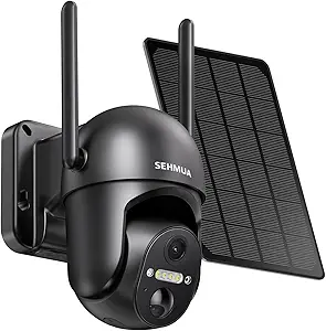 SEHMUA Solar Security Cameras Wireless Outdoor, 2K 360° View Battery