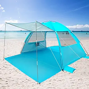 DLUCKY Beach Tent for 1/2/3/4/5/6 Person,Anti-UV Portable Sun Shade