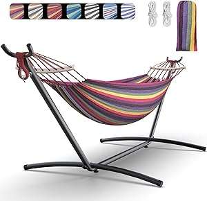 Double Hammock with Heavy-Duty Steel Stand,Portable,Easy Assembly