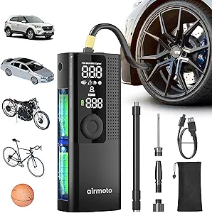 Airmoto Tire Inflator Portable Air Compressor - Cordless Air Pump