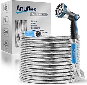 Metal Garden Hose 50FT - Upgraded Kink Free and Rust Resistant Design