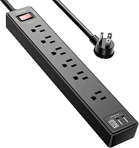 6Ft Power Strip Surge Protector - Yintar Extension Cord with 6 AC Outlets and 3 USB