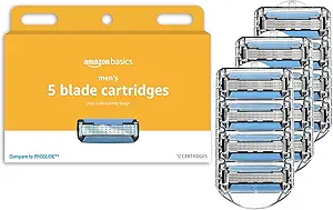 Amazon Basics 5-Blade Razor Refills for Men with Dual Lubrication, Precision Beard