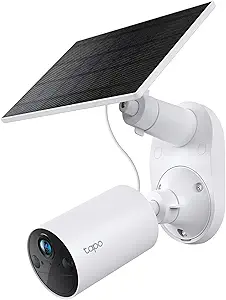 TP-Link 𝗧𝗮𝗽𝗼 SolarCam C402 Kit, Outdoor Battery Camera w/Solar Panel Base