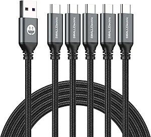 USB Type-C to A Cable 5pack 6ft Braided Fast Charging 3A Quick Charger Cord