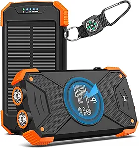 BLAVOR Solar Charger Power Bank 10,000mAh, Portable Wireless Charger, 20W Fast